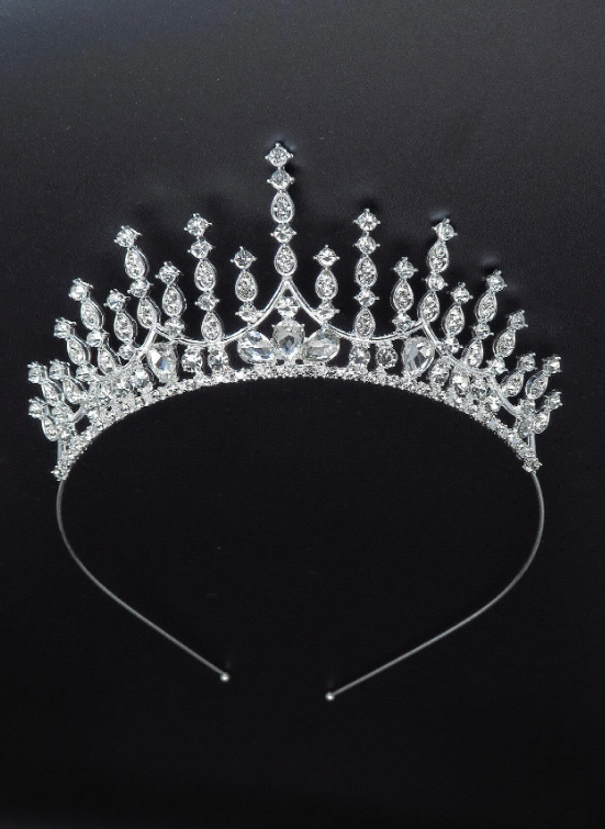 Silver Rhinestones Crown Headband
