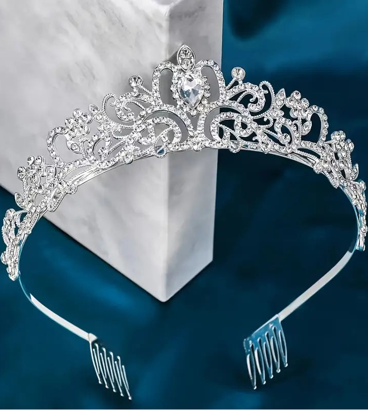 Silver Rhinestones Large Crown