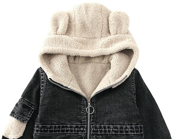 Denim Winter Warm Hooded Long Jacket