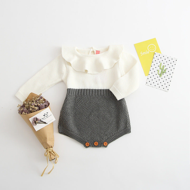 Baby Knit Bodysuit White/Grey