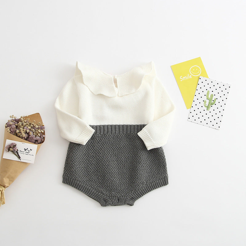 Baby Knit Bodysuit White/Grey