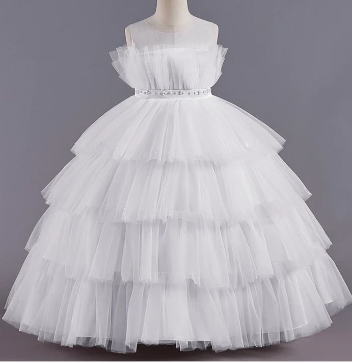 Full Length White Ruffle Dress