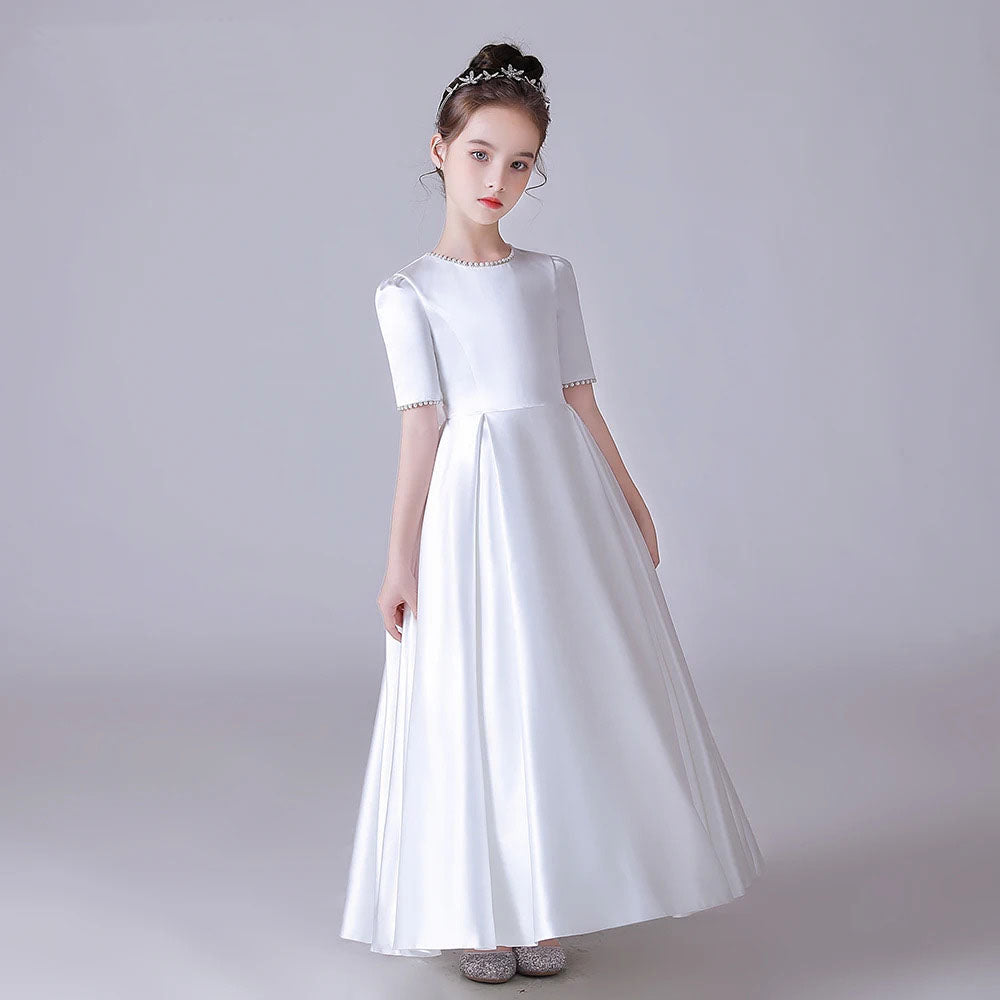 First Holy Communion Dress - Full Length Satin Dress