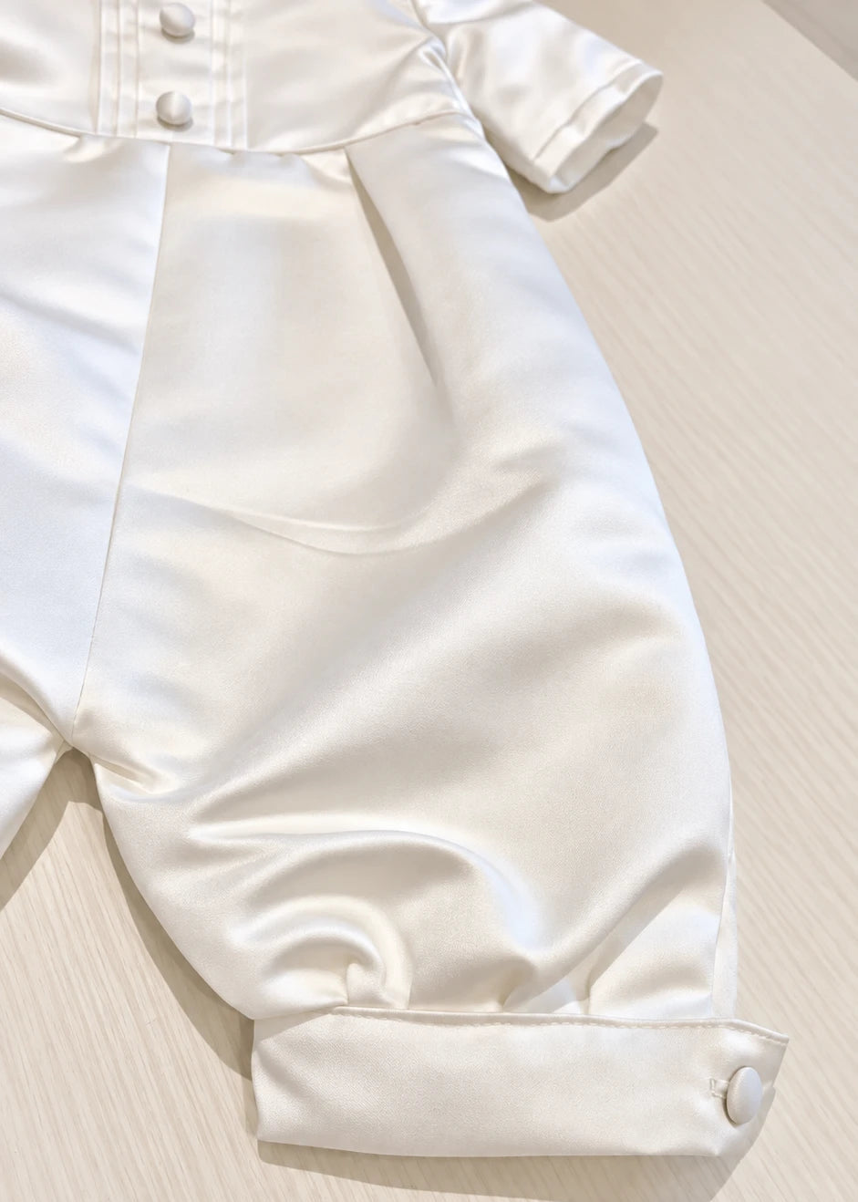 Baby Boy Christening Outfit  -  Satin Romper Set