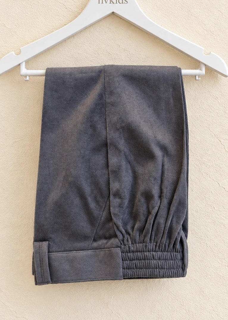 Baby Boy Grey Suit 5pcs Set - Velvet Suit