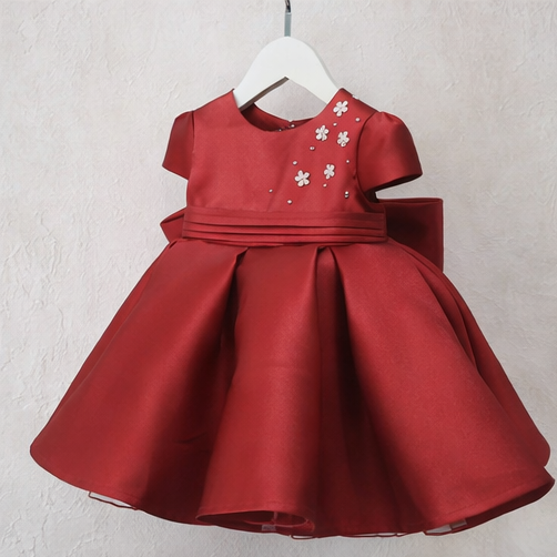 Little Girl Dress With Matching Jacket - Burgundy/Lilac