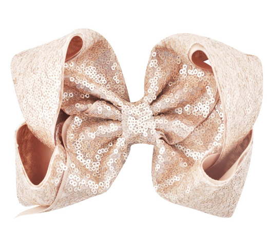 Girls Extra Large Gold Sequins Bow Head Clip