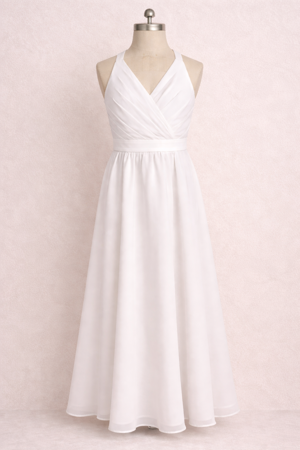 Chiffon Dress Ivory-Strap Back