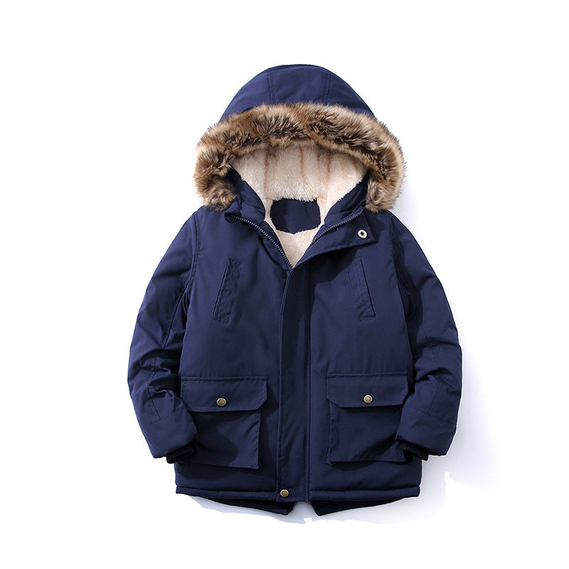 Boys Winter Outdoor Hooded With Warm Lining Windbreaker Coat
