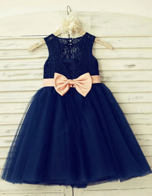 navy-flower-girl-dress knee length