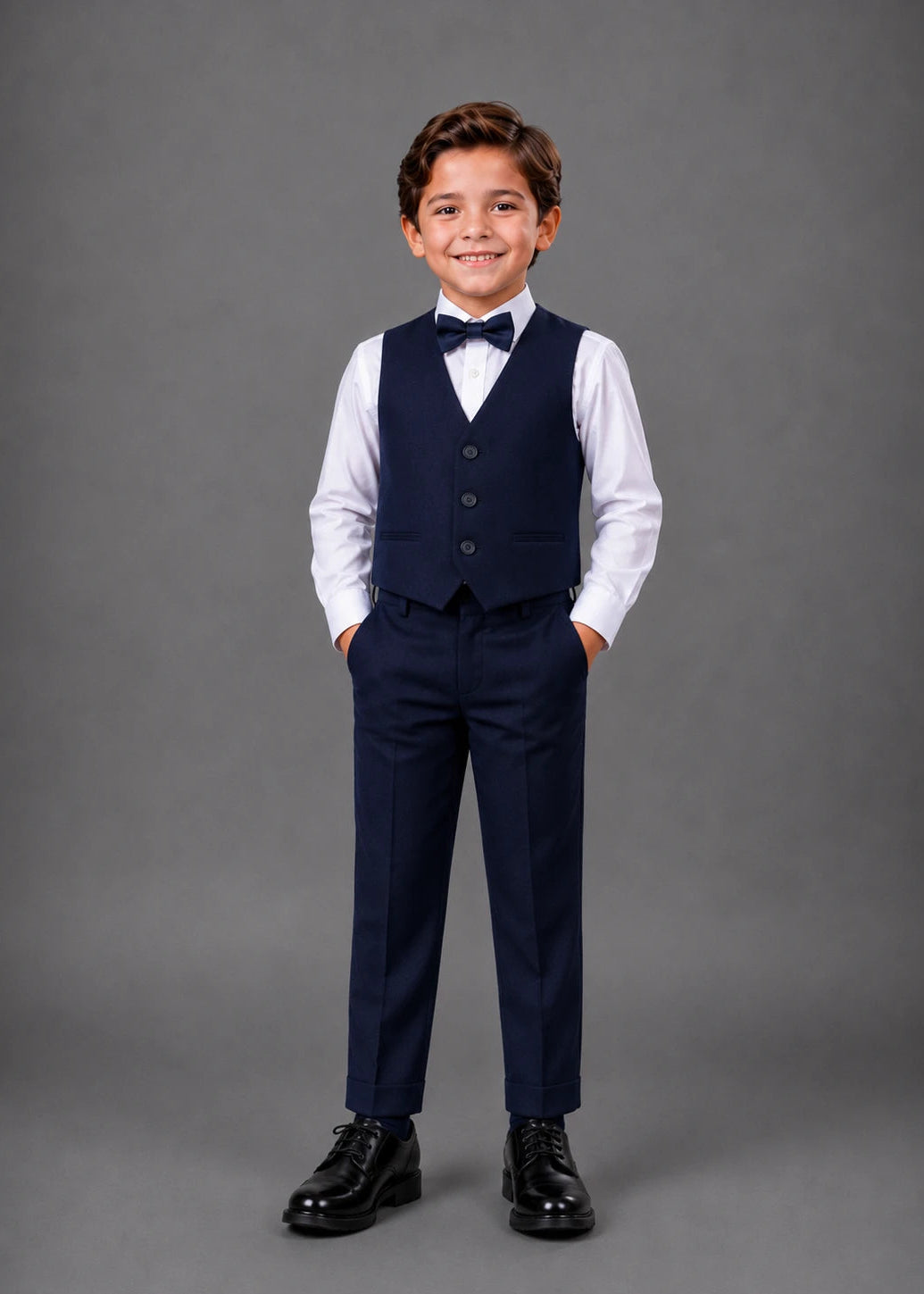 Boys Double Breasted Suit Set - Navy Suit