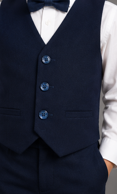 Boys Slim Fit Navy Tuxedo Suit 5Pc Set
