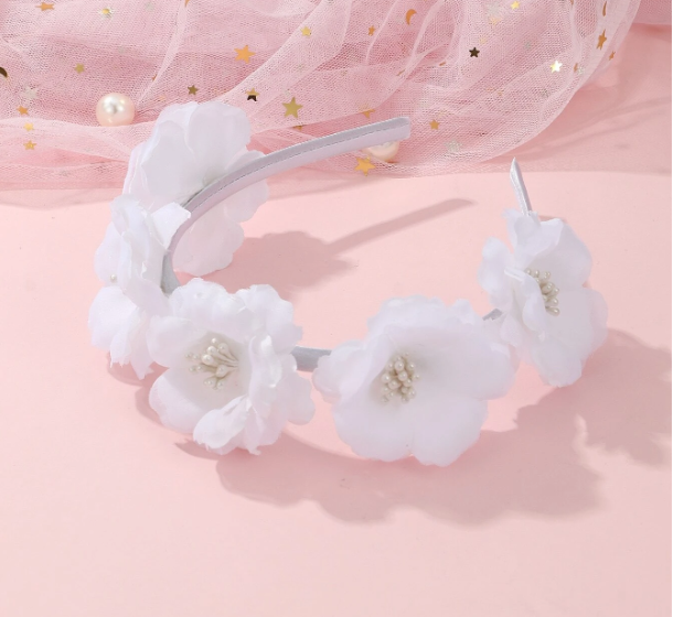 White Flowers Headband